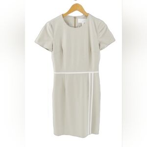 Hugo Boss Faux Wrap Shift Dress Size 0 Taupe And White New $400 MSRP